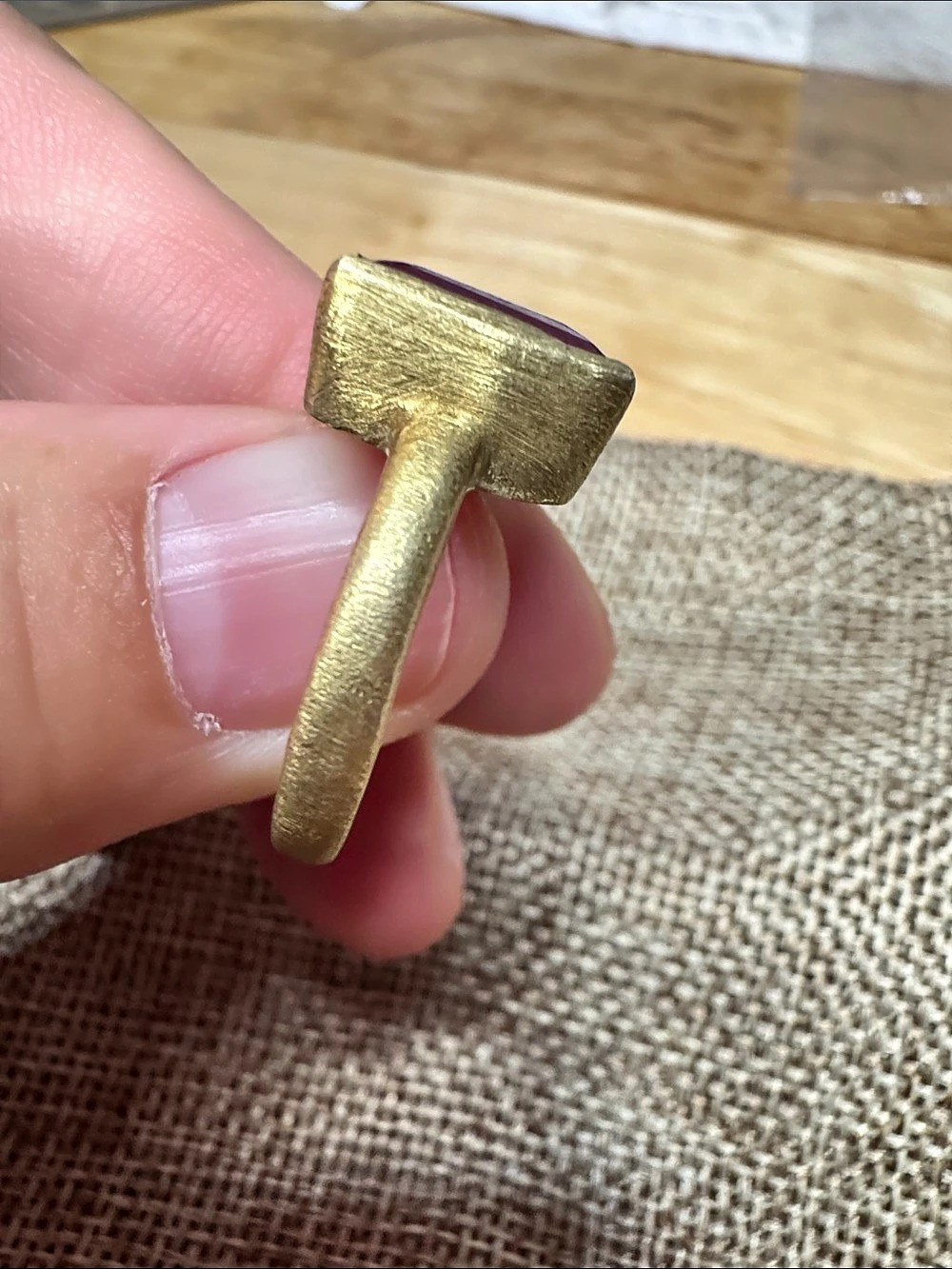 Gold-Tone Red Rectangular Statement Ring - Picture 4 of 6